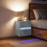 ZNTS Wall-mounted Bedside Cabinet with LED Lights Concrete Grey 3307967