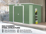 7 x 4ft Galvanised Steel Garden Shed, with Foundation Kit - Green T3398P377641