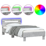 Bed Frame without Mattress with LED Lights Concrete Grey 90x190 cm Single 838746