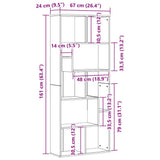Bookcase Black Oak 67x24x161 cm Engineered Wood 862485
