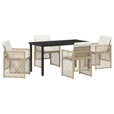 Garden Dining Set 5 pcs Beige Poly Rattan 3380634