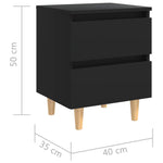 ZNTS Bed Cabinets with Solid Pinewood Legs 2 pcs Black 40x35x50 cm 805854