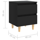 805854 Bed Cabinets with Solid Pinewood Legs 2 pcs Black 40x35x50 cm