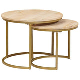 Nesting Coffee Tables 2 pcs Brown Solid Mango Wood and Steel 4104643