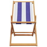 Folding Beach Chairs 2 pcs Blue and White Fabric and Solid Wood 3214501
