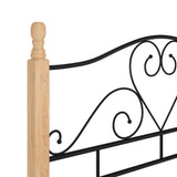 Bed Frame Black and Natural Oak Powder-coated metal, Oak wood 324941
