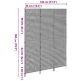 Room Divider Folding Manual Grey 146 x 180 cm Poly Rattan 42003670