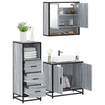 ZNTS 3 Piece Bathroom Furniture Set Grey Sonoma Engineered Wood 3301038