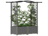 Raised Bed with Trellis and Roof Light Grey 125 x 40 x 138 cm 42032578