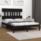 Bed Frame without Mattress Black 200x200 cm Solid Wood 3104762