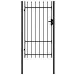 ZNTS Fence Gate Single Door with Spike Top Steel 1x1.75 m Black 145745