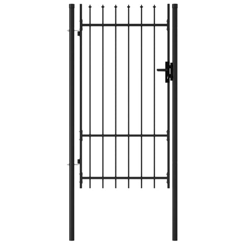 ZNTS Fence Gate Single Door with Spike Top Steel 1x1.75 m Black 145745