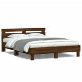 Bed Frame Brown Oak Engineered wood, Plywood 140 x 190 cm 3207566