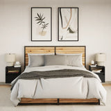 Wall-mounted Bedside Cabinets with LED Lights 2 pcs Black 3307978