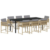 Garden Dining Set 9 pcs Beige Poly Rattan 3380768