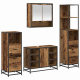 Bathroom Furniture Set with Door 4 pcs Old Wood Engineered Wood 3402336