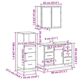 3 Piece Bathroom Furniture Set Brown Oak Engineered Wood 3301024