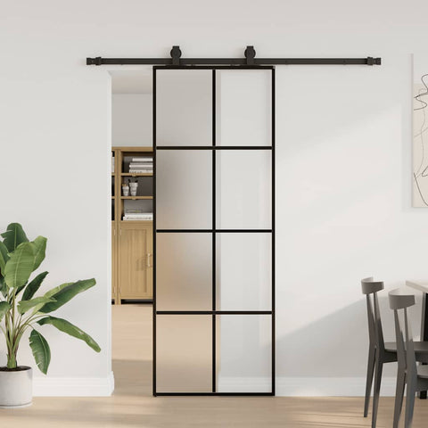 Sliding Door with Hardware Set Black 76x205 cm ESG Glass 3375803