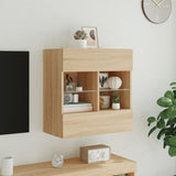 TV Wall Cabinet with LED Lights Sonoma Oak 58.5x30x60.5 cm 837094