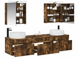 Bathroom Cabinet Set 5 pcs Smoked Oak Engineered Wood 3406635