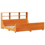 ZNTS Bookcase Bed without Mattress Wax Brown 200x200 cm Solid Wood 3323796