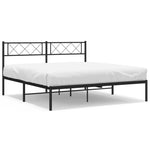 Metal Bed Frame without Mattress with Headboard Black 120x190cm 372274