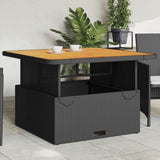 Garden Table Black 110x110x71 cm Poly Rattan and Acacia Wood 368272