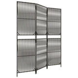 Room Divider 3 Panels Grey Poly Rattan 365374