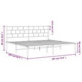 Metal Bed Frame without Mattress with Headboard Black 180x200cm 355663