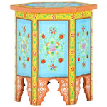 ZNTS Hand-painted Side Table Multicolour 38x33x42 cm Solid Mango Wood 285879