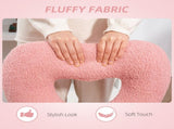 Armless Heart Computer Desk Chair, Teddy Fleece Swivel Office Chair, Makeup Vanity Chair with Height T3398P329890