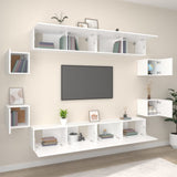 8 Piece TV Cabinet Set White Engineered Wood 3114222