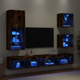 5 Piece TV Wall Units with LED Smoked Oak Engineered Wood 3216679