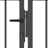 Fence Gate with Spear Top with Lock Grey 404 x 125 cm Steel 42009049
