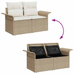 Garden Sofa with Cushion Beige 141 x 62 x 69cm Poly Rattan 42006706