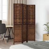 Room Divider 3 Panels Dark Brown Solid Wood Paulownia 358702