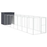 Dog House with Run Anthracite 165x863x181 cm Galvanised Steel 3189101