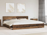 Bed Frame with Headboard Old Wood 200 x 200 cm Solid Pine Wood 3410562