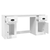 Desk with Cabinet White Engineered Wood 3185327