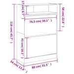 ZNTS Shoe Cabinet with 2 Flip-Drawers Smoked Oak 80x34x116 cm 3214410