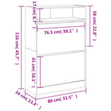 ZNTS Shoe Cabinet with 2 Flip-Drawers Smoked Oak 80x34x116 cm 3214410