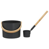 Sauna Accessory Set 2 pcs Black Aluminium and Solid Pine Wood 42023426
