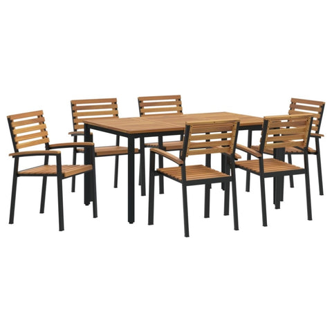 ZNTS 7 Piece Garden Dining Set Solid Wood Acacia and Metal 3284400