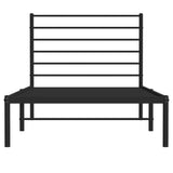 ZNTS Metal Bed Frame without Mattress with Headboard Black 80x200cm 352310