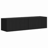 TV Wall Cabinet 2 pcs Black Engineered Wood 892192