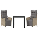 Garden Dining Set with Cushion 3 pcs Beige Poly Rattan 3380561