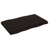 Table Top Dark Brown 80x50x cm Treated Solid Wood Live Edge 364009
