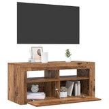 TV Cabinet with LED Lights Old Wood 90x35x40 cm Engineered Wood 856321