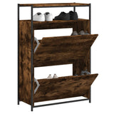 Shoe Cabinet Smoked Oak 75x34x112 Engineered Wood 840036