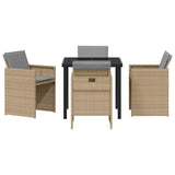 Garden Dining Set with Cushion Folding 5 pcs Beige Poly rattan 3379964